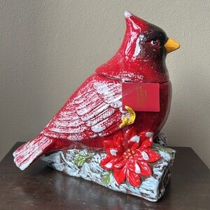 Global Design Red Cardinal Cookie Jar New 11” Christmas Gift